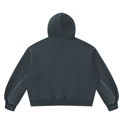Vintage Wash Boxy Hoodie in Navy, back
