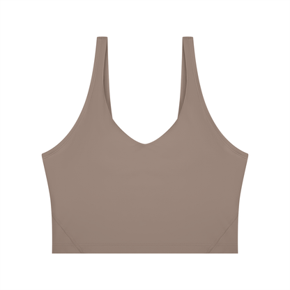 Cropped Yoga Tank in Taupe, front
