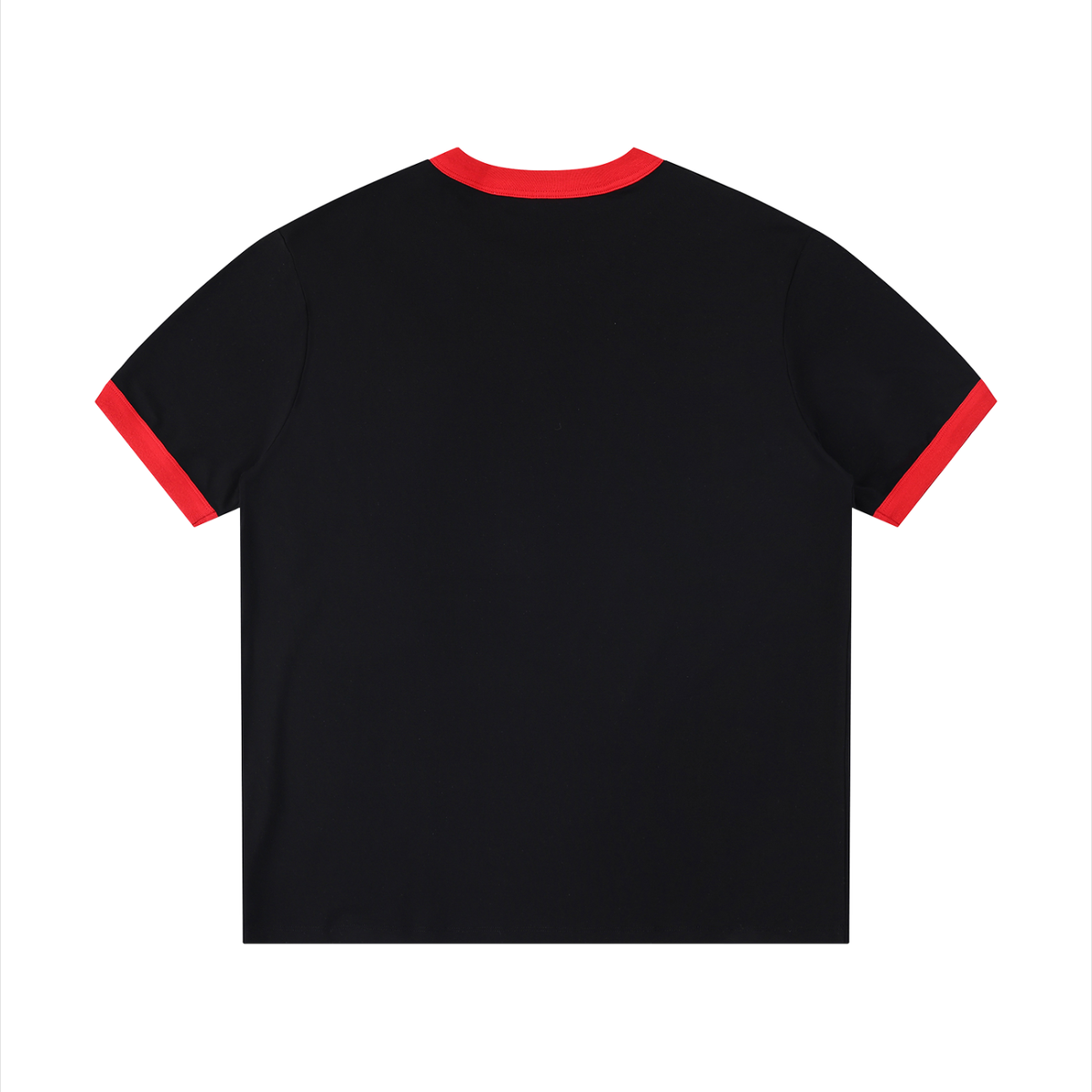 Ringer Tee in Black with Red, back