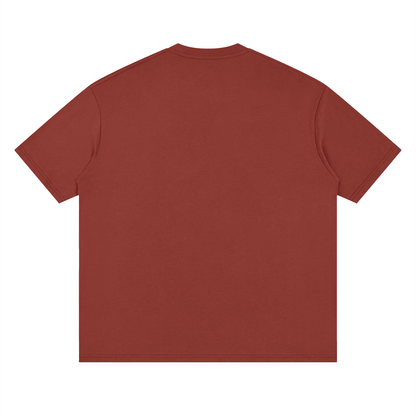 Oversized Drop Shoulder Tee in Brick Red, back