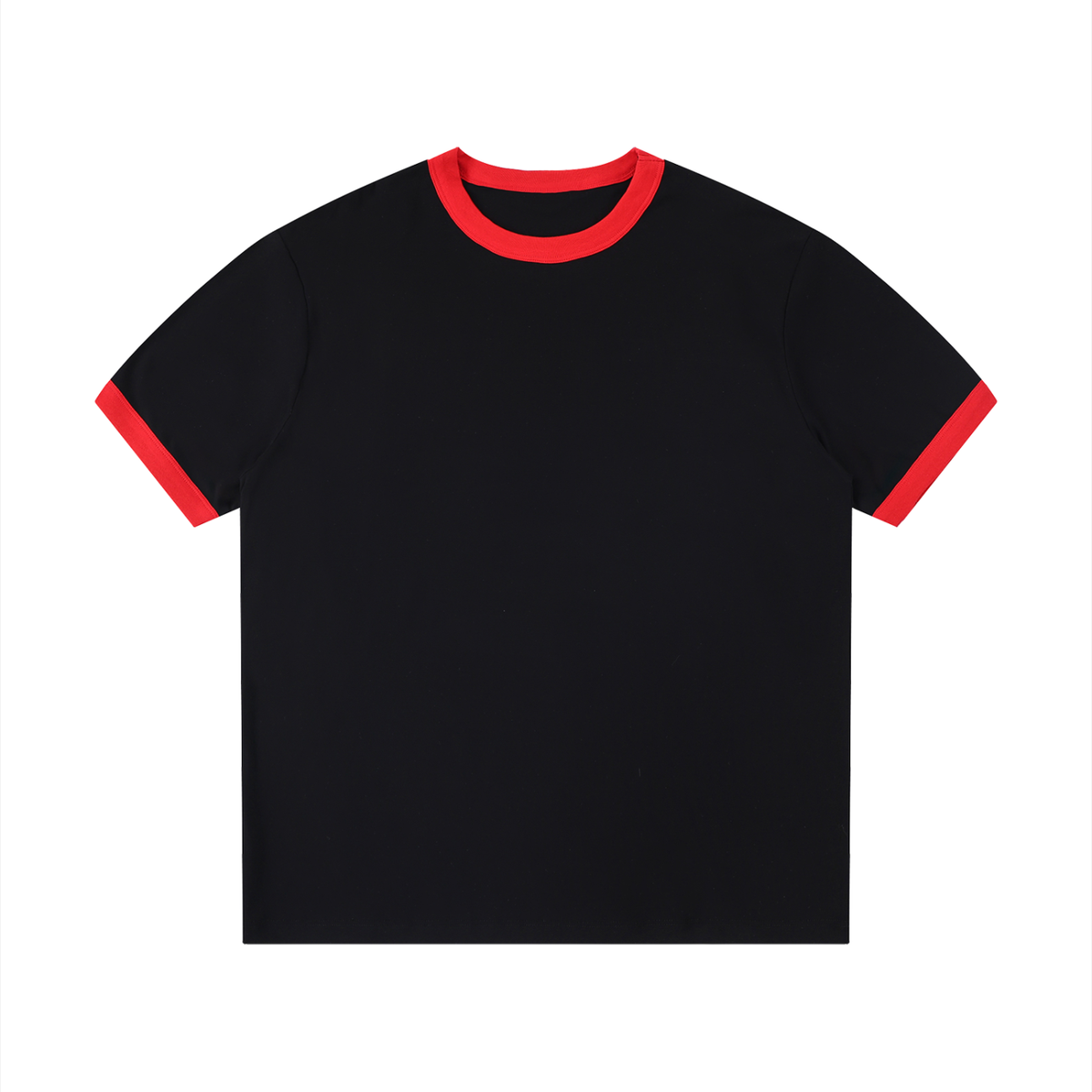 Ringer Tee in Black with Red, front