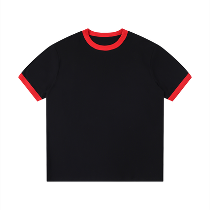 Ringer Tee in Black with Red, front