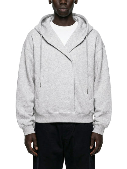 Boxy Button Placket Hoodie